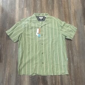 Vissla Glider Dobby Eco Shirt Men's XL‎ Green Stripe Organic Cotton Box Fit NWT